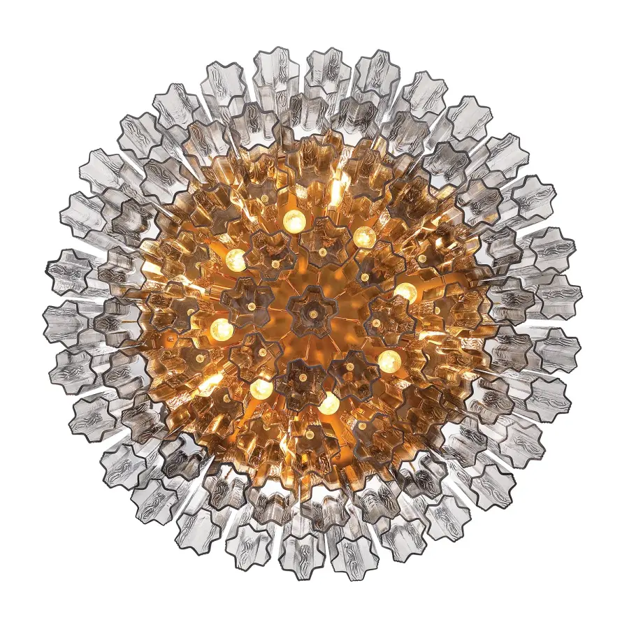 Addis 32" Flush Mount in Aged Brass with Amber Glass - Image 68