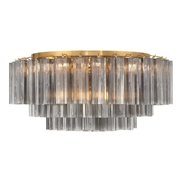 Addis 32" Flush Mount in Aged Brass with Amber Glass - Image 70
