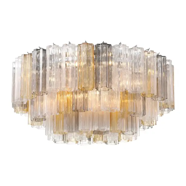 Addis 32" Flush Mount in Aged Brass with Amber Glass - Image 8