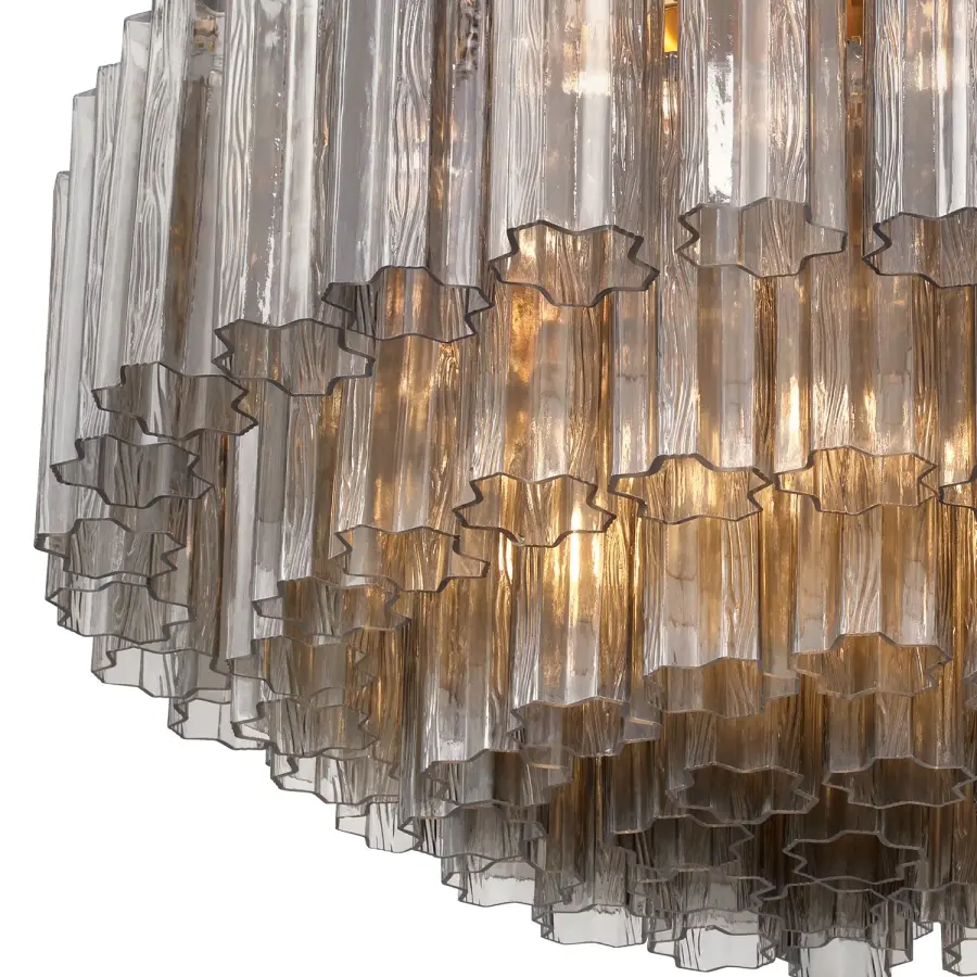 Addis 32" Flush Mount in Aged Brass with Amber Glass - Image 71