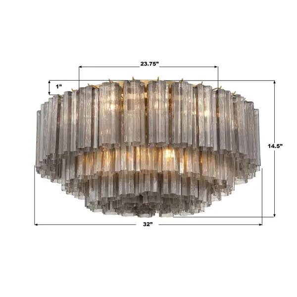 Addis 32" Flush Mount in Aged Brass with Amber Glass - Image 73