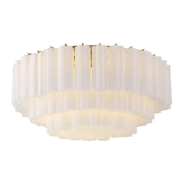 Addis 32" Flush Mount in Aged Brass with Amber Glass - Image 74