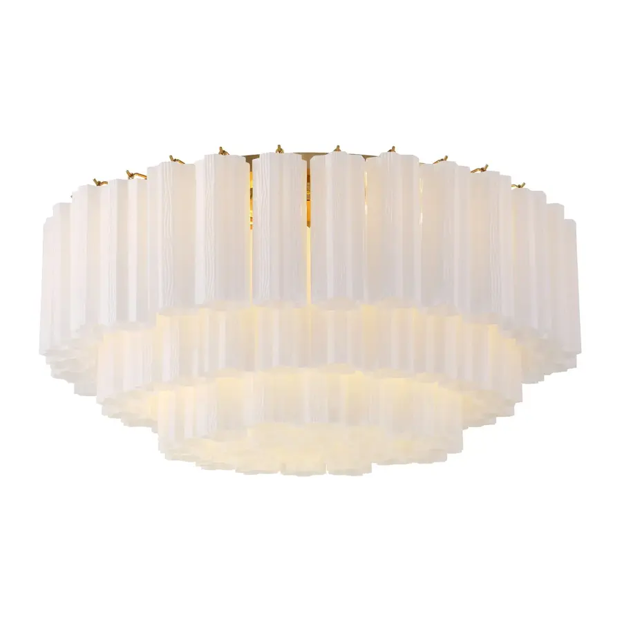 Addis 32" Flush Mount in Aged Brass with Amber Glass - Image 74