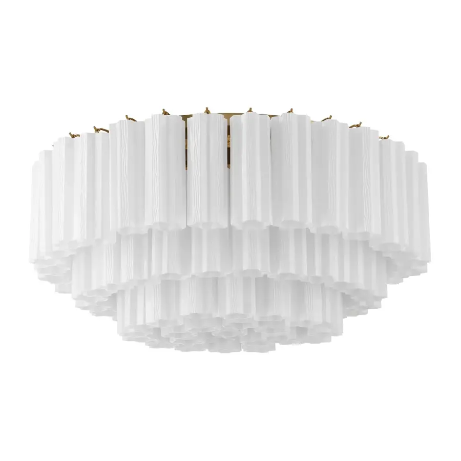 Addis 32" Flush Mount in Aged Brass with Amber Glass - Image 75