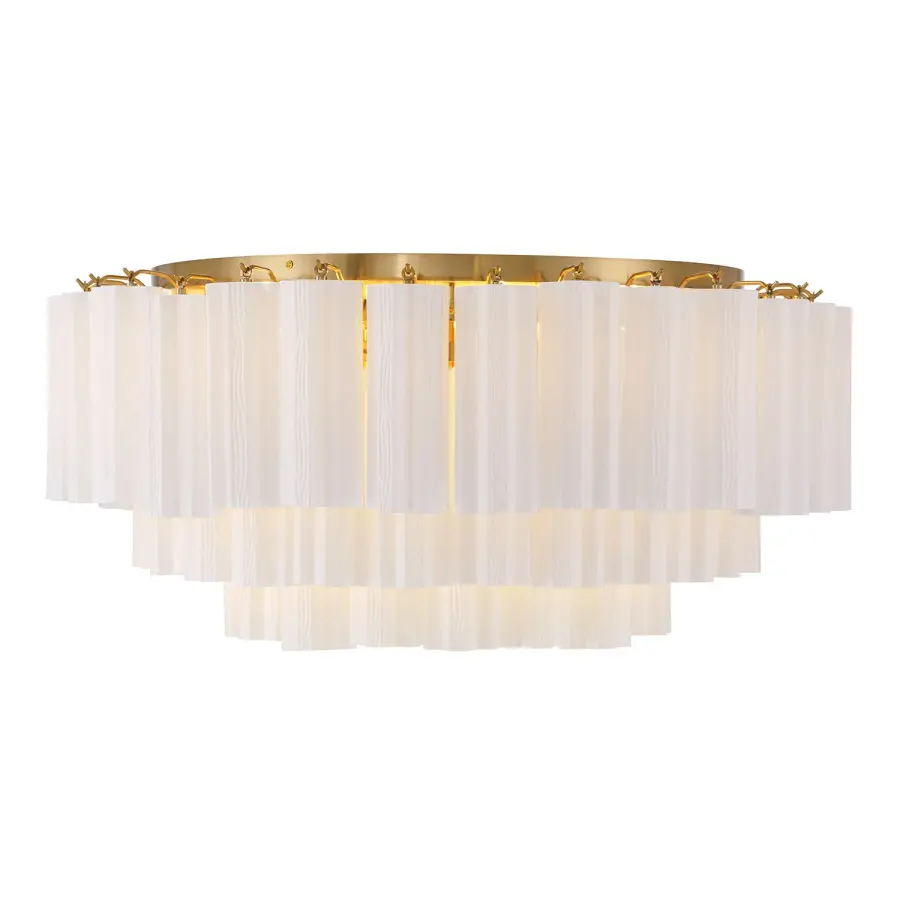 Addis 32" Flush Mount in Aged Brass with Amber Glass - Image 76