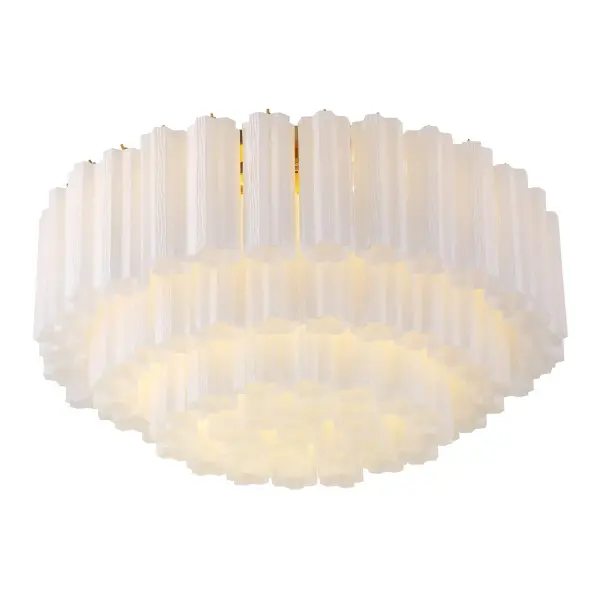 Addis 32" Flush Mount in Aged Brass with Amber Glass - Image 77