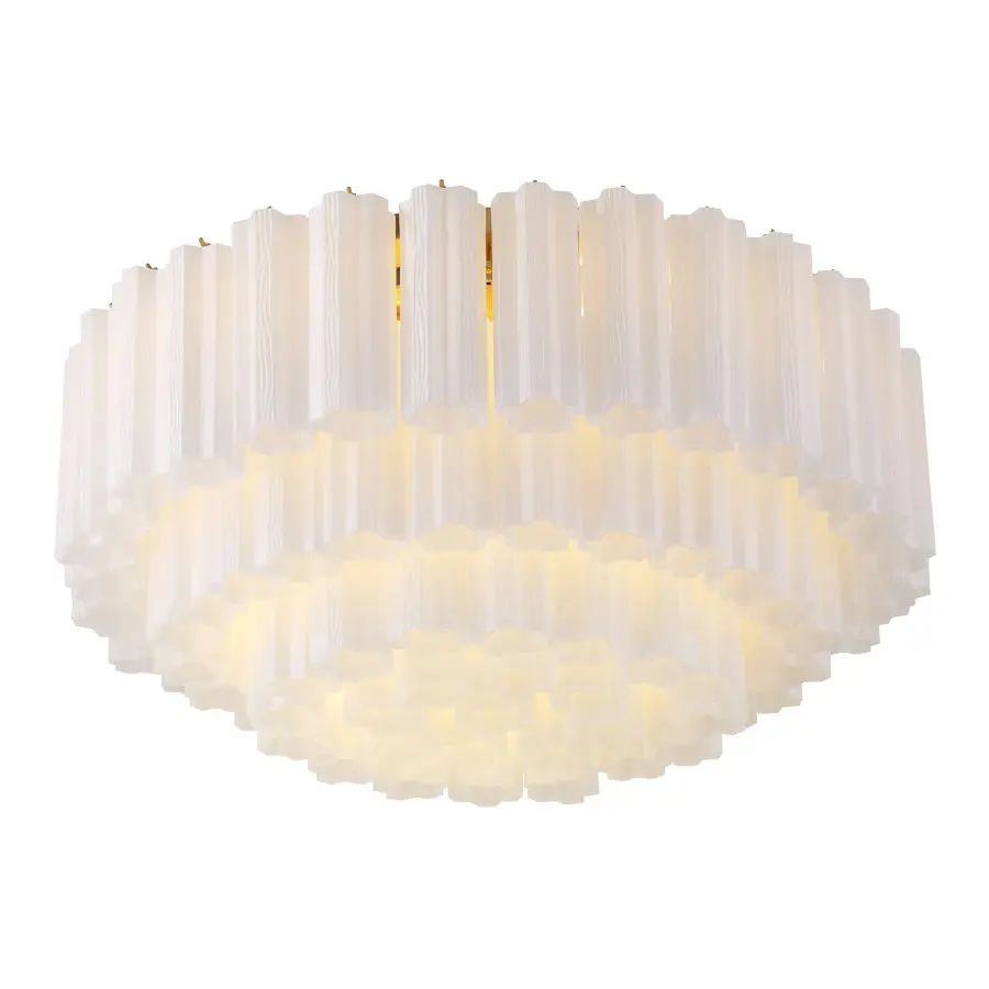 Addis 32" Flush Mount in Aged Brass with Amber Glass - Image 77