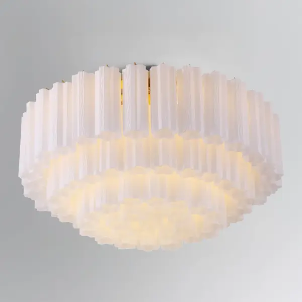Addis 32" Flush Mount in Aged Brass with Amber Glass - Image 79