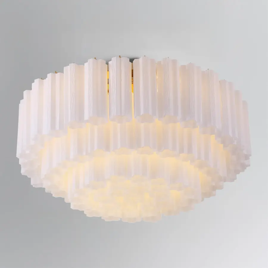 Addis 32" Flush Mount in Aged Brass with Amber Glass - Image 79