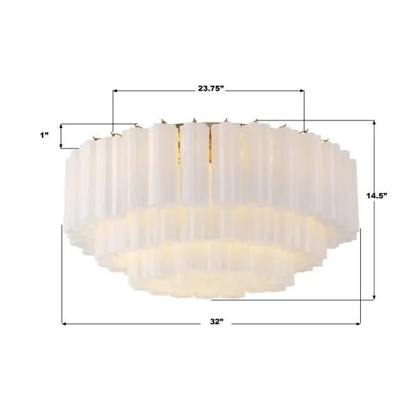 Addis 32" Flush Mount in Aged Brass with Amber Glass - Image 80