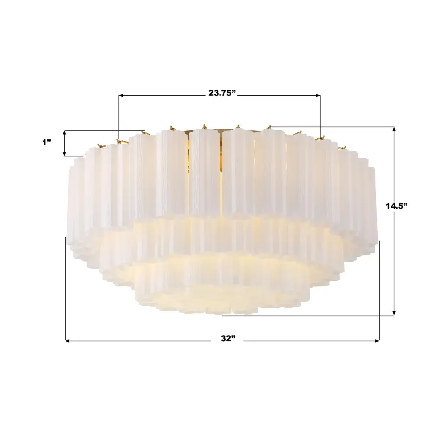 Addis 32" Flush Mount in Aged Brass with Amber Glass - Image 80
