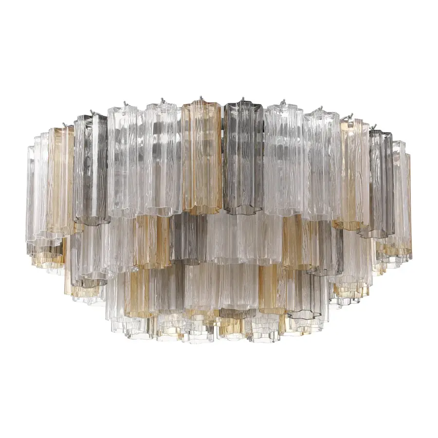 Addis 32" Flush Mount in Aged Brass with Amber Glass - Image 9