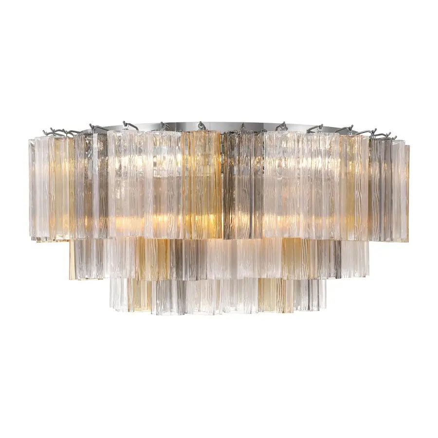 Addis 32" Flush Mount in Aged Brass with Amber Glass - Image 10