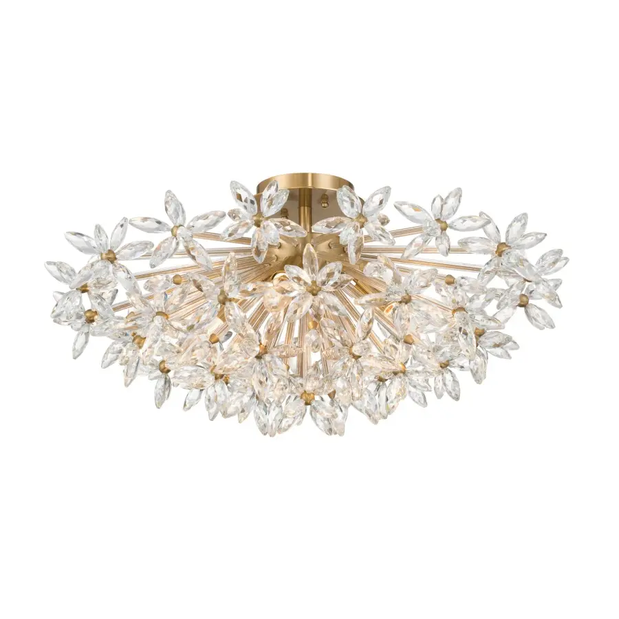Sculptural Crystal Semi Flush with Radiant Mid-Century Appeal - Image 1
