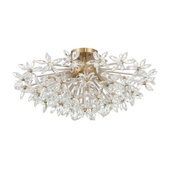 Sculptural Crystal Semi Flush with Radiant Mid-Century Appeal - Image 2