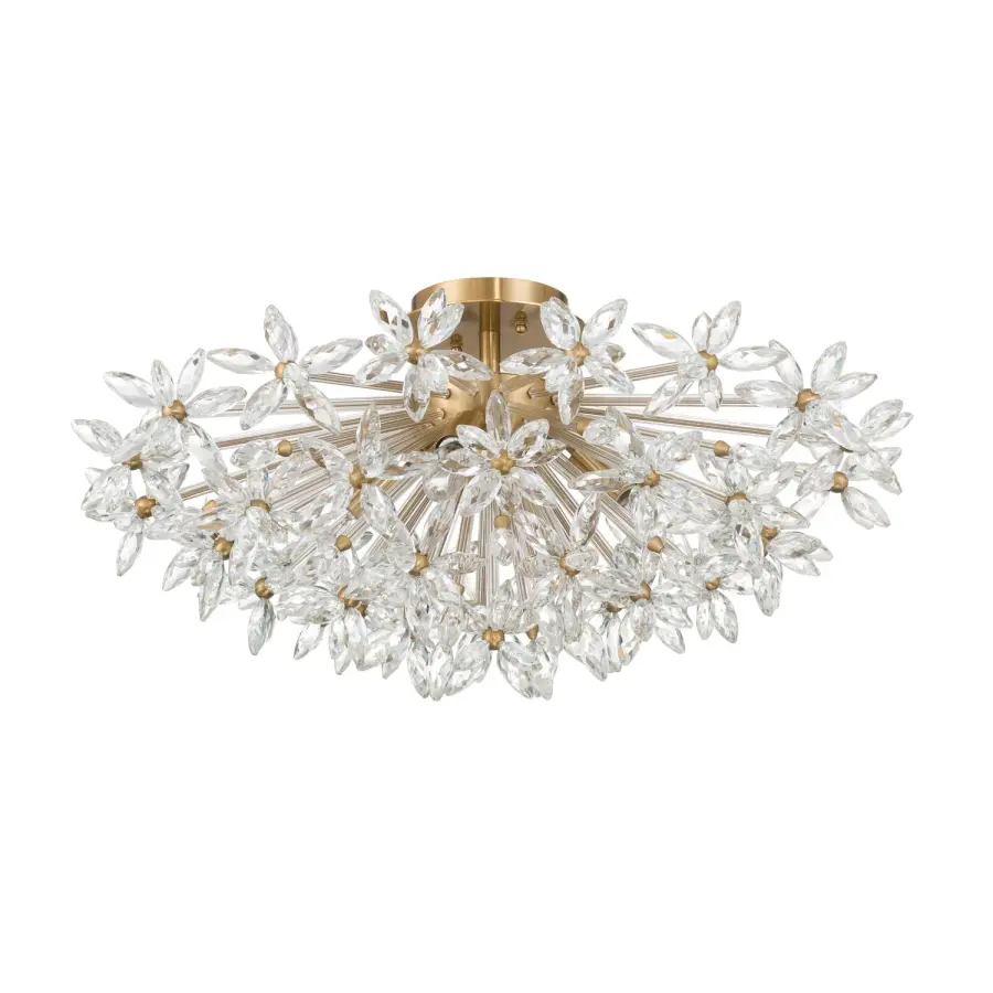 Sculptural Crystal Semi Flush with Radiant Mid-Century Appeal - Image 2