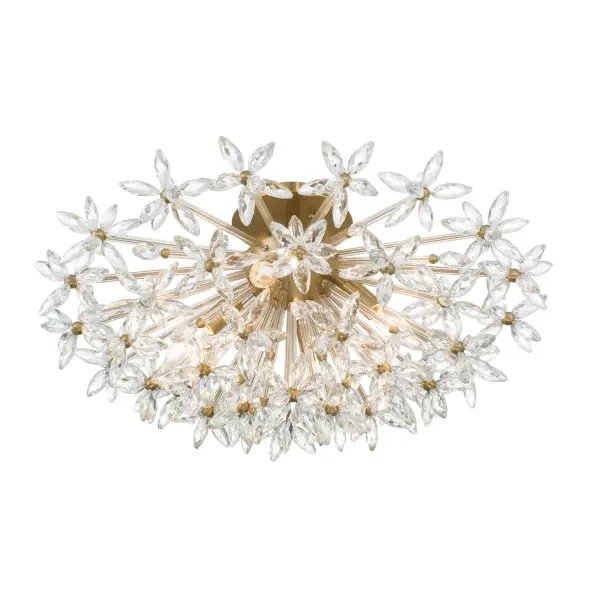 Sculptural Crystal Semi Flush with Radiant Mid-Century Appeal - Image 3