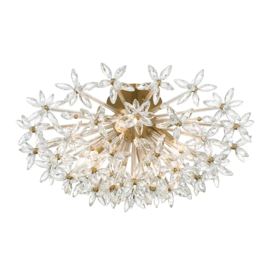 Sculptural Crystal Semi Flush with Radiant Mid-Century Appeal - Image 3
