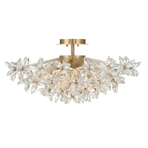 Sculptural Crystal Semi Flush with Radiant Mid-Century Appeal - Image 4