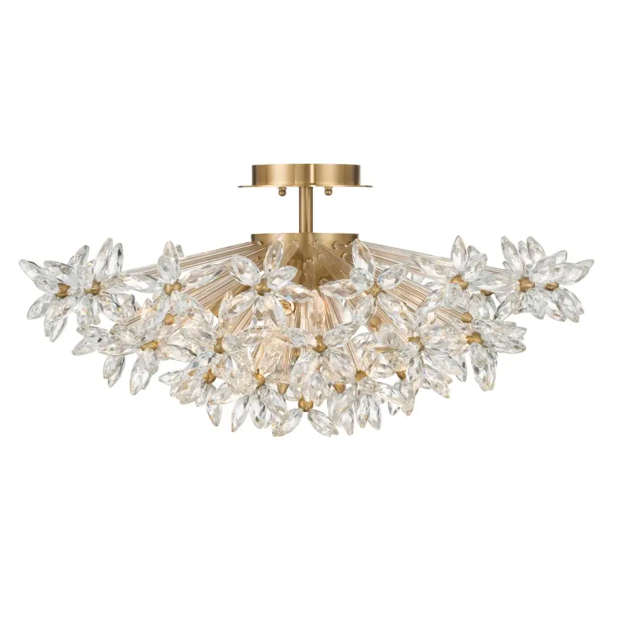 Sculptural Crystal Semi Flush with Radiant Mid-Century Appeal - Image 4