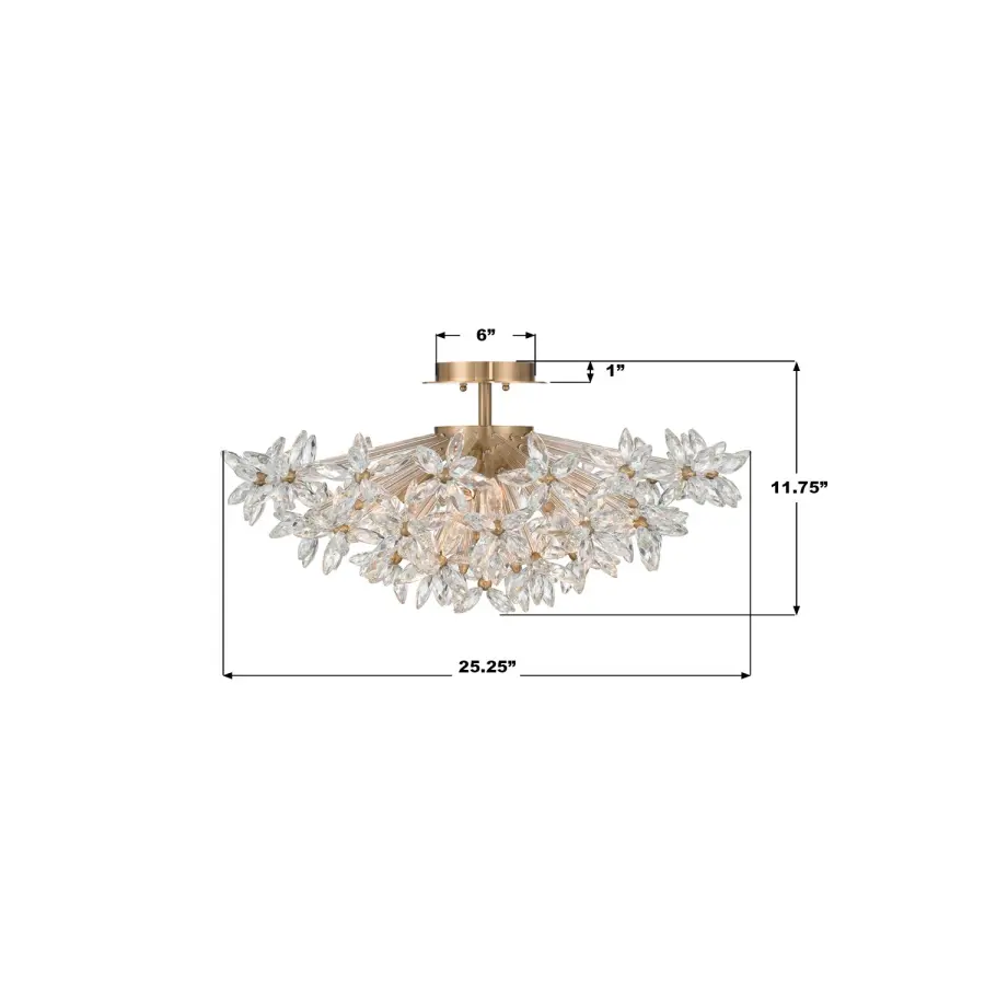 Sculptural Crystal Semi Flush with Radiant Mid-Century Appeal - Image 9