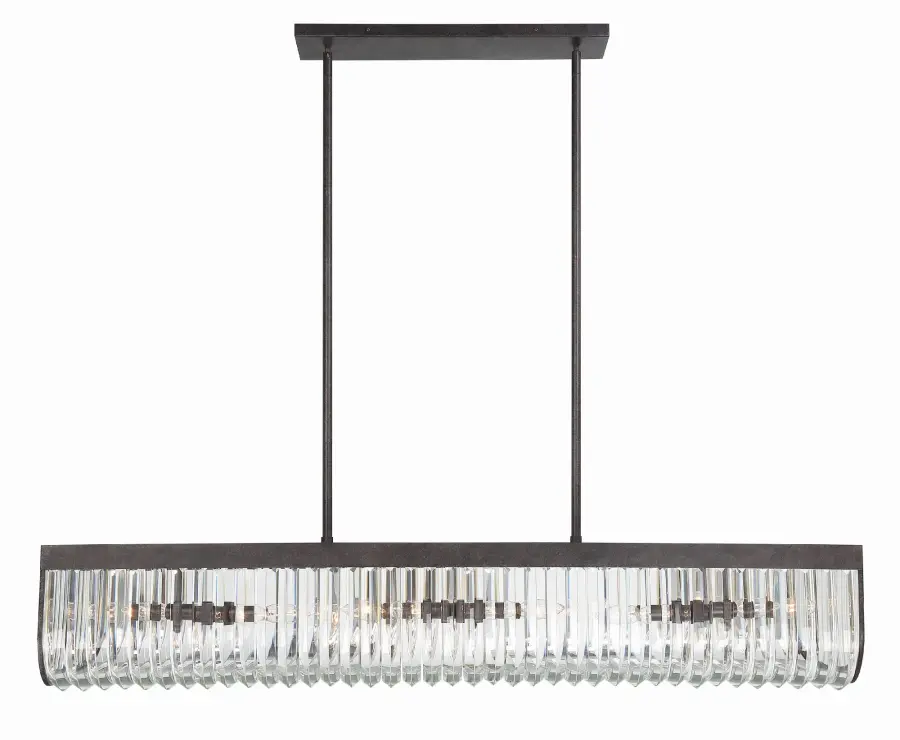 Dramatic Crystal Linear Chandelier with Mid-Century Glamour - Image 1