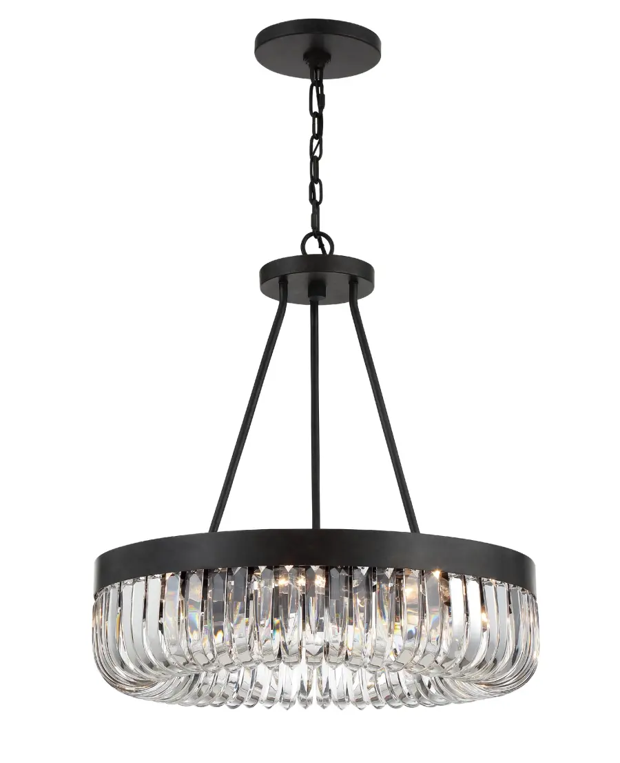 Dramatic Crystal Linear Chandelier with Mid-Century Glamour - Image 1