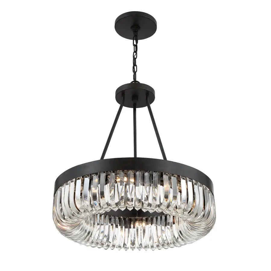 Dramatic Crystal Linear Chandelier with Mid-Century Glamour - Image 2