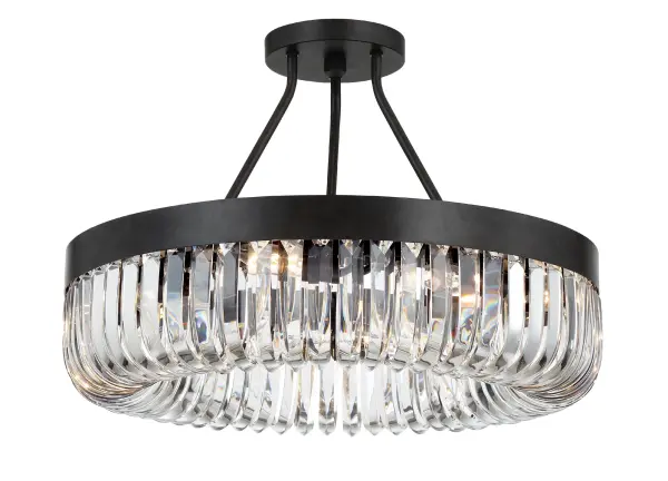 Dramatic Crystal Semi-Flush with Bold Mid-Century Glamour - Image 1