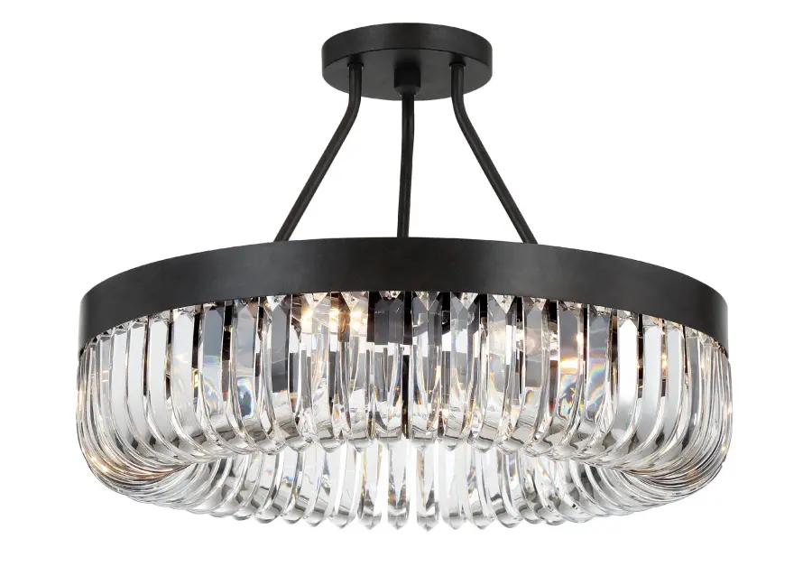 Dramatic Crystal Semi-Flush with Bold Mid-Century Glamour - Image 1