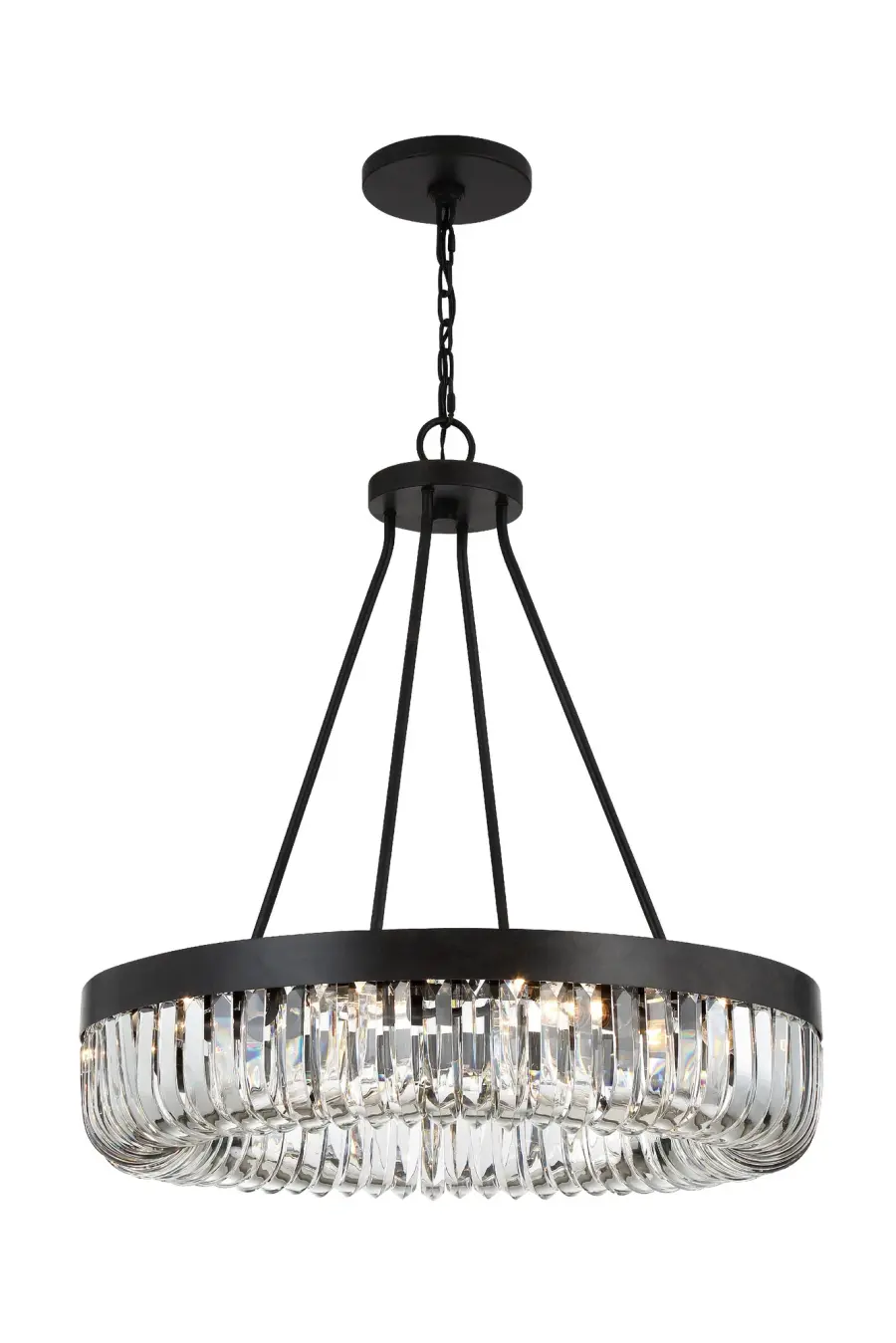 Dramatic Crystal Linear Chandelier with Mid-Century Glamour - Image 1