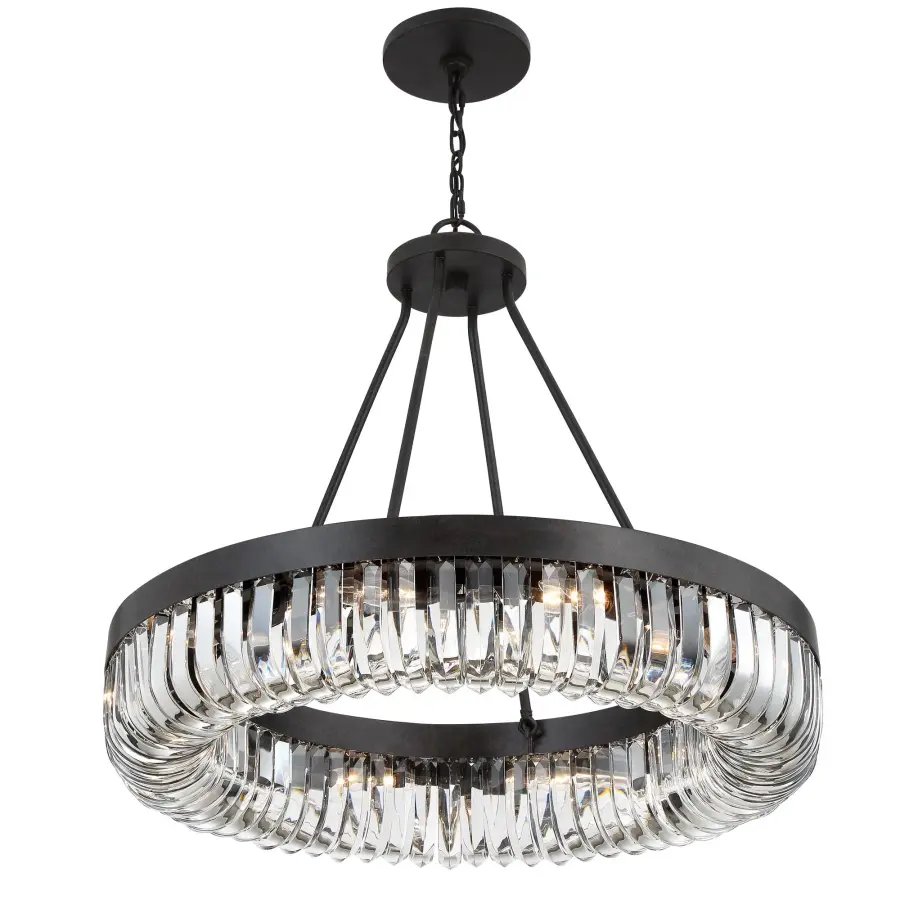 Dramatic Crystal Linear Chandelier with Mid-Century Glamour - Image 2
