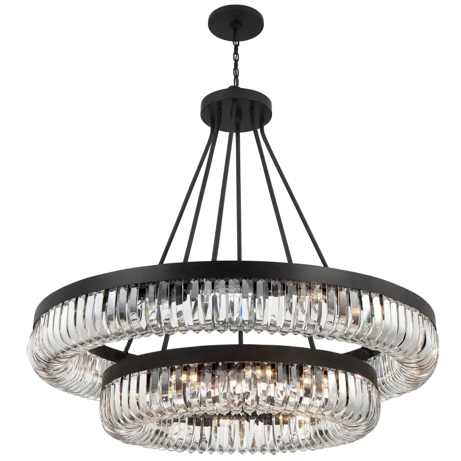 Dramatic Linear Crystal Chandelier with Mid-Century Glamour - Image 2