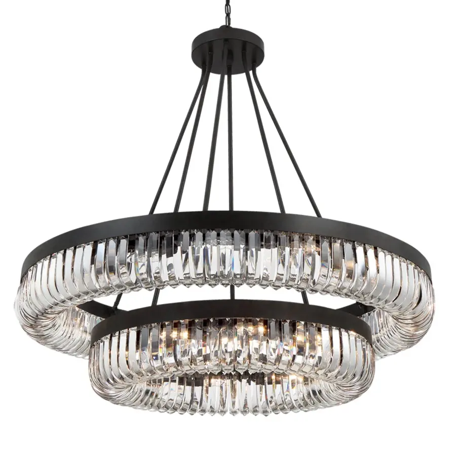 Dramatic Linear Crystal Chandelier with Mid-Century Glamour - Image 3