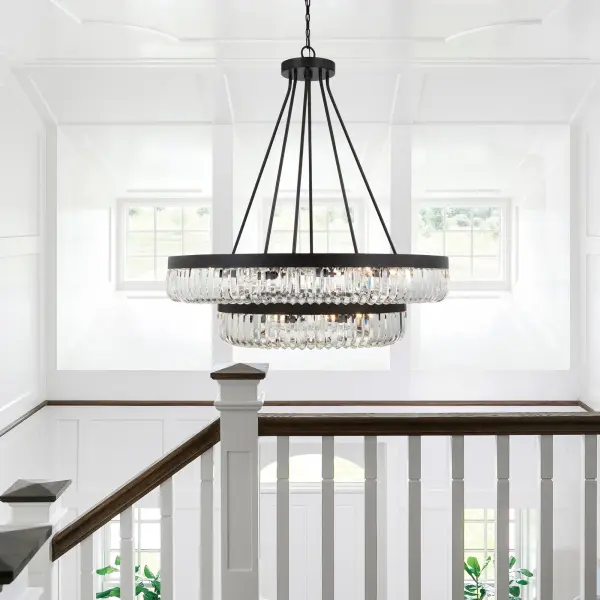 Dramatic Linear Crystal Chandelier with Mid-Century Glamour - Image 6