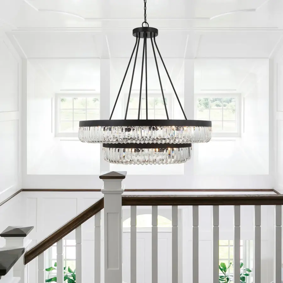 Dramatic Linear Crystal Chandelier with Mid-Century Glamour - Image 6