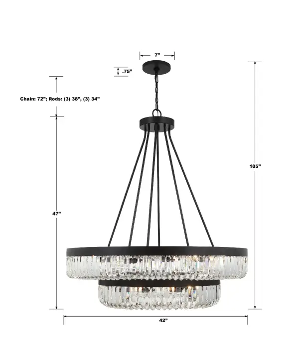 Dramatic Linear Crystal Chandelier with Mid-Century Glamour - Image 7