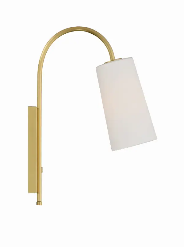 The Alexa task sconce combines minimalist design with practical functionality. Its sweeping arm and tapered white glass shade provide focused task lighting ideal for reading nooks and bedside applications. - alternate view