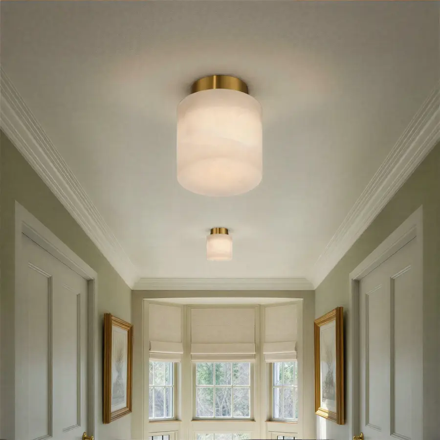 Acme 5.75" Semi Flush Mount in Aged Brass - Image 6
