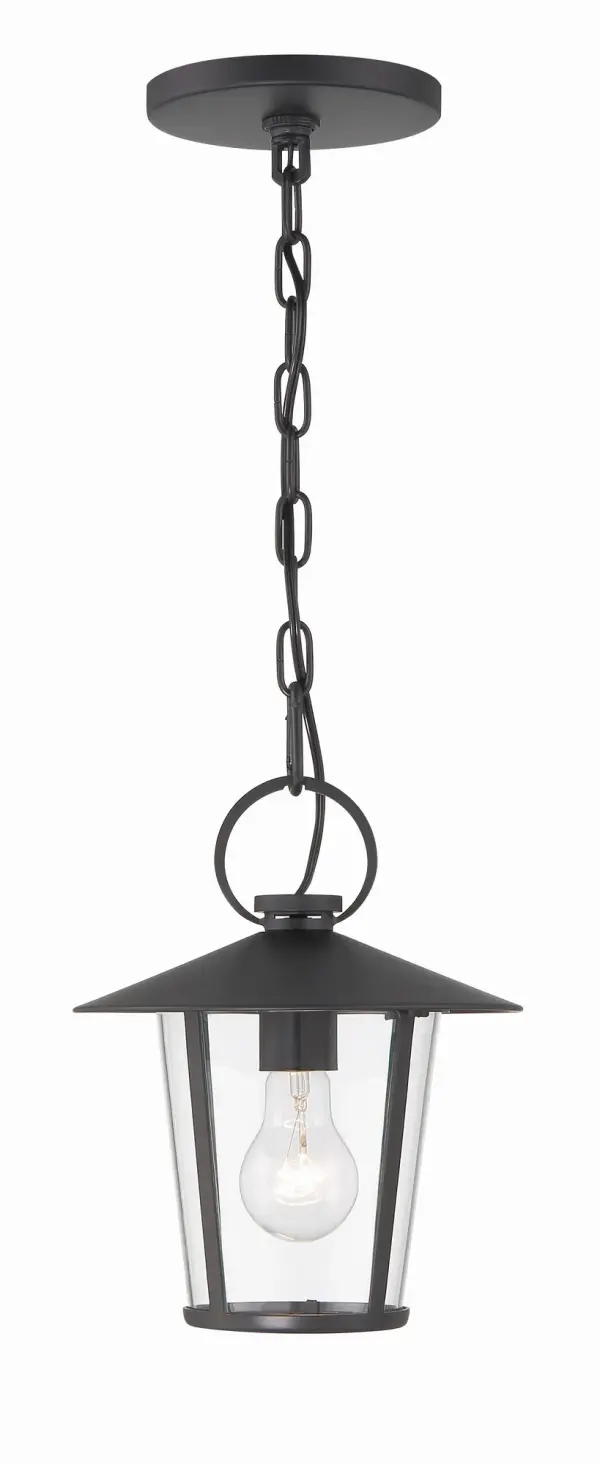 The Andover outdoor pendant combines iconic street lantern design with contemporary farmhouse aesthetics. Its 9-inch tapered column and glass panels deliver authentic charm and excellent illumination for various exterior settings.