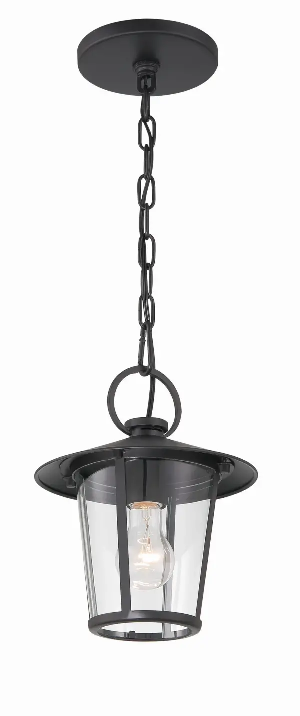 Andover 9" Outdoor Pendant in Matte Black - Image 3