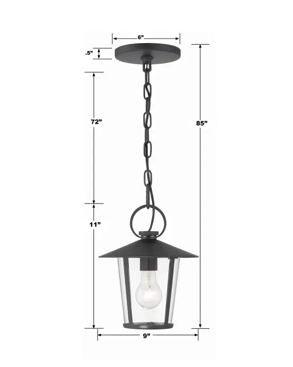 Andover 9" Outdoor Pendant in Matte Black - Image 5