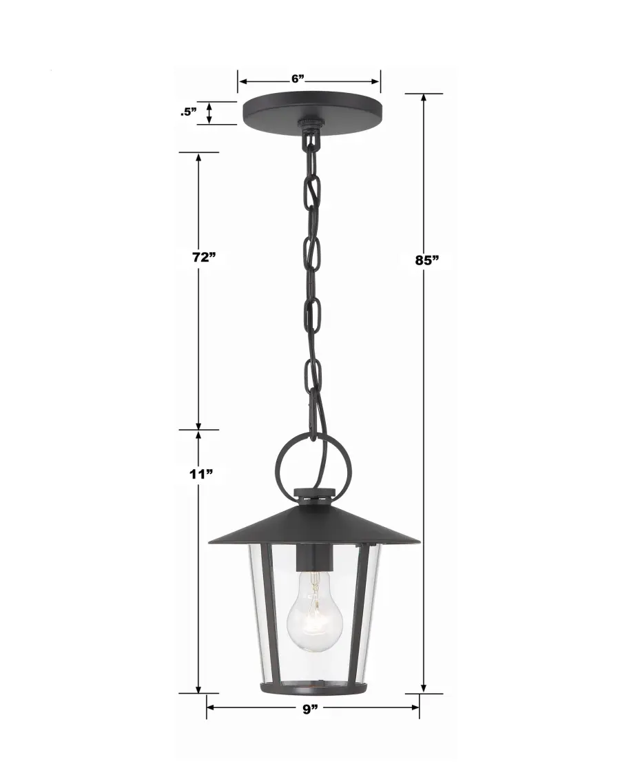 Andover 9" Outdoor Pendant in Matte Black - Image 5