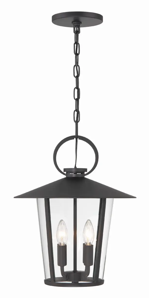 The Andover outdoor pendant combines iconic street lantern design with contemporary farmhouse aesthetics. Its 14-inch tapered column and glass panels deliver authentic charm and excellent illumination for various exterior styles.