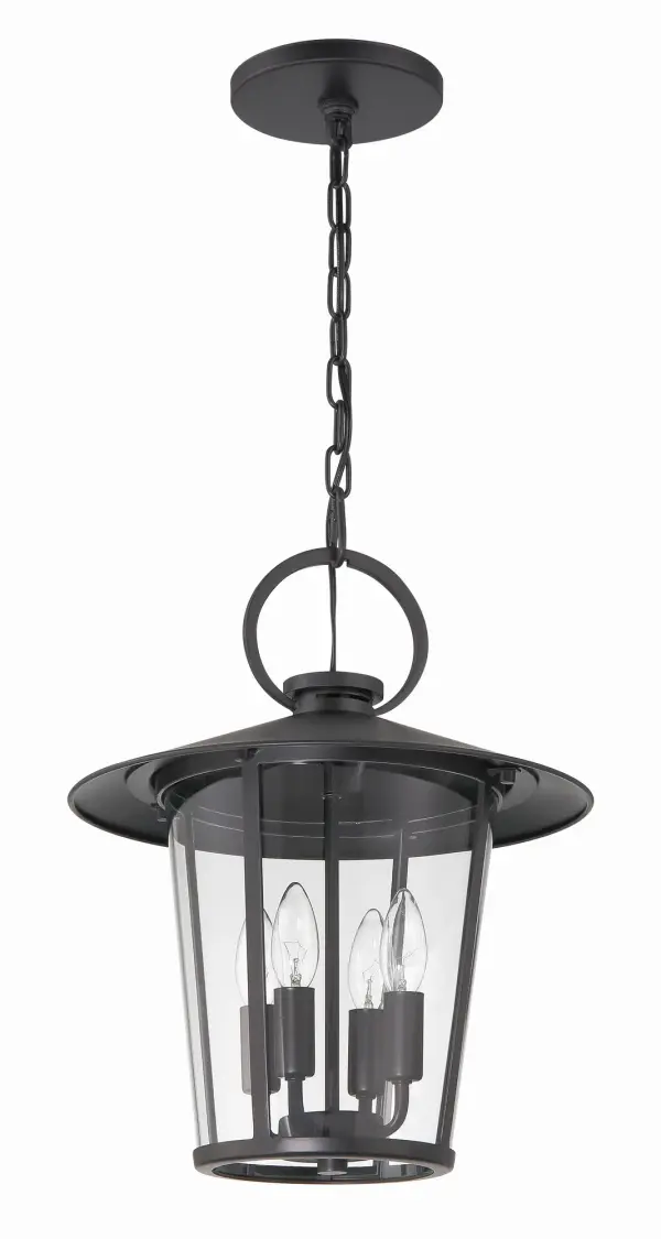 Andover 14" Outdoor Pendant in Matte Black - Image 3