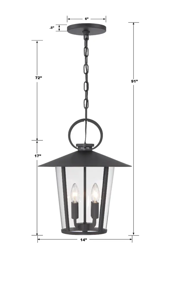 Andover 14" Outdoor Pendant in Matte Black - Image 5