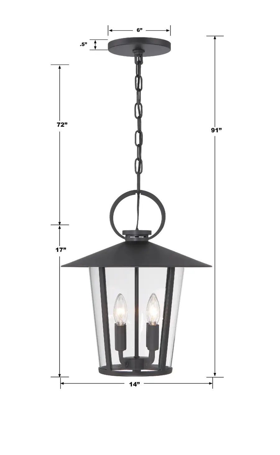 Andover 14" Outdoor Pendant in Matte Black - Image 5