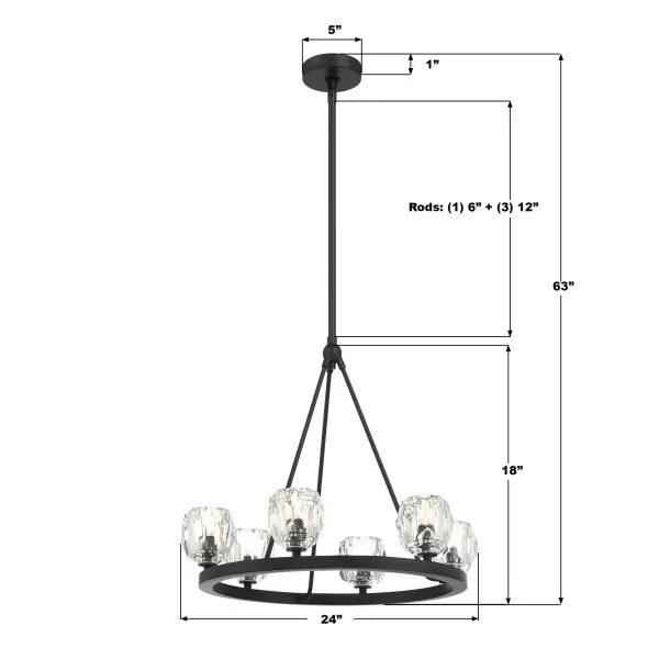 Aragon 24" LED Chandelier in Matte Black - Image 22
