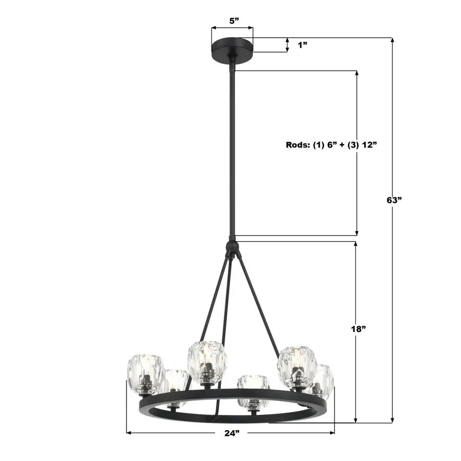 Aragon 24" LED Chandelier in Matte Black - Image 22