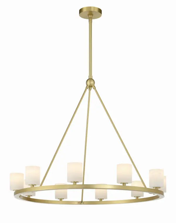 The Aragon chandelier masterfully blends industrial framework with modern elegance through hand-cut crystal globes and integrated LED technology. Its reversible design allows upward or downward lighting orientation.